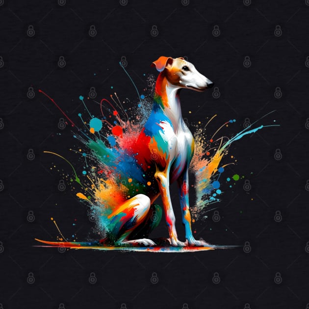 Elegant Ibizan Hound in Colorful Abstract Art Form by ArtRUs